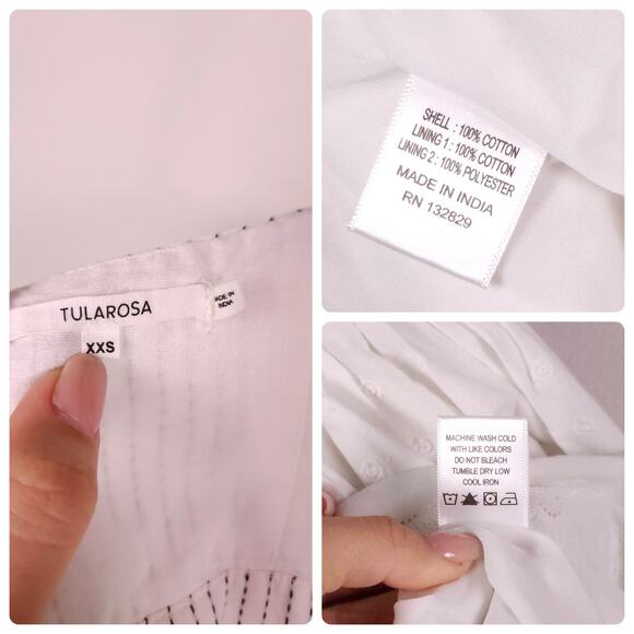 Tularosa Off White One Shoulder Cutout Eyelet Boho Mini Dress XXS - Picture 2 of 12